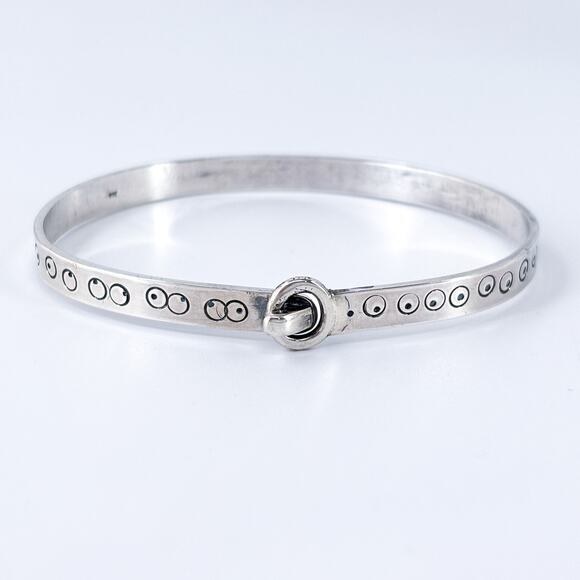 Vintage Sterling Silver 925 Buckle Motif Bangle Bracelet - Picture 2 of 9